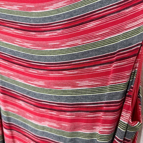 Bailey 44 Peach Blue & Green Striped Emile Sleeveless V-Neck Faux Wrap Dress XS - Picture 9 of 16